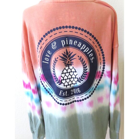 Love & Pineapples Women's Oversized Tie Dyed Lightweight Sweatshirt  L  EUC - Picture 4 of 11